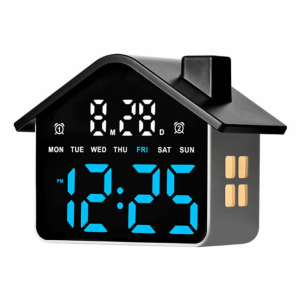 YOUTH HOME House Shaped LED Alarm Clock Night Light Minimalist Digital Table Clock Multifunctional Date Week Display Electronic Clock Bedside Decoration