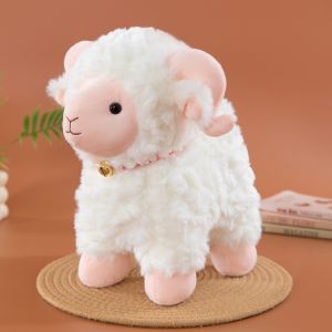 BHYJGD Có khăn quàng cổ Đồ chơi hình cừu bằng vải nhung. Vải nhung mềm mại Cùng Bell Thú nhồi bông hình cừu Mềm mại Thiết kế đầy đặn Gối tựa hình cừu Dành cho tiệc công ty