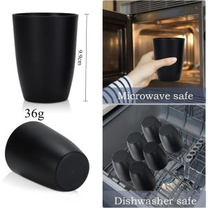 6Pcs Dinnerware Set Black Wheat Straw Tableware Household Plates Soup Bowls Cups Set Gift Cutlery Set Microwave Safe