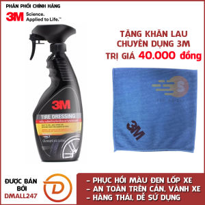 Chai Xịt Bảo Dưỡng & Phủ Bóng Lốp Xe Tire Dressing 3M 39042LT 400ML - tặng kèm 1 khăn 3M SQ21 màu ngẫu nhiên