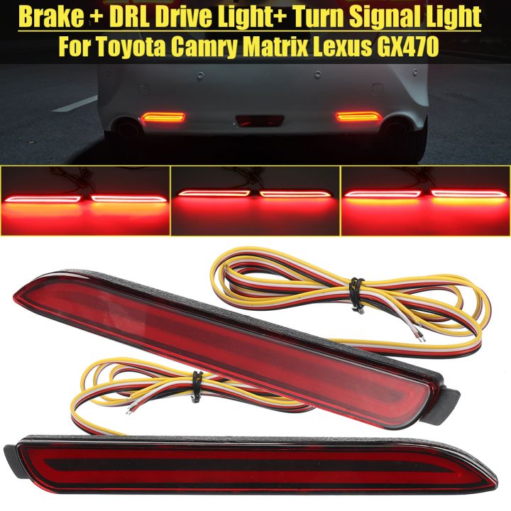 Pair Led Car Rear Bumper Reflector Tail Brake Light Bar for Toyota ...