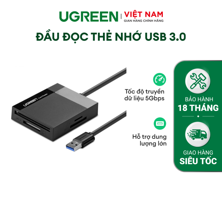 Đầu đọc thẻ đa năng CF SD TF MS USB 3.0 UGREEN CR125 Truyền tải dữ liệu ...