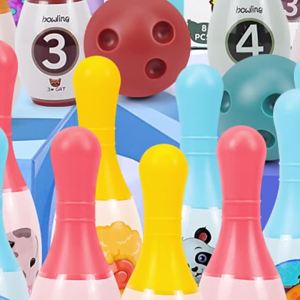 Bowling Game Set For Kids - Indoor Sports Toy With 2 Balls & 6 Pins    Educational Toddler Activity For Motor Skills Family Game Night Fun