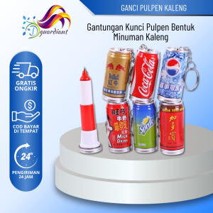 SET GANTUNGAN KUNCI MINUMAN KALENG 2IN1 / GANTUNGAN KUNCI BOLPOIN BENTUK KALENG