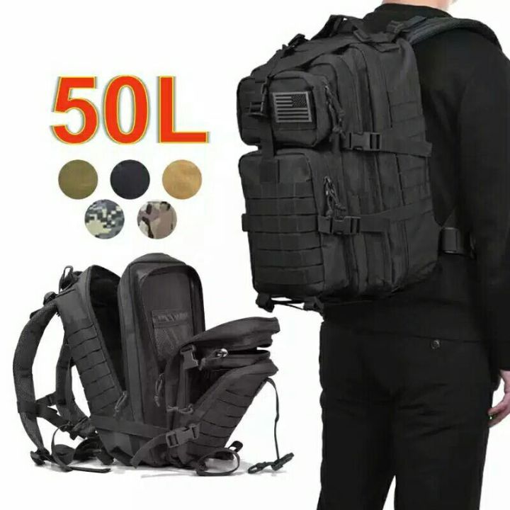 Tas ransel tactical backpack NEW 3P impor 50liter black Tas Ransel