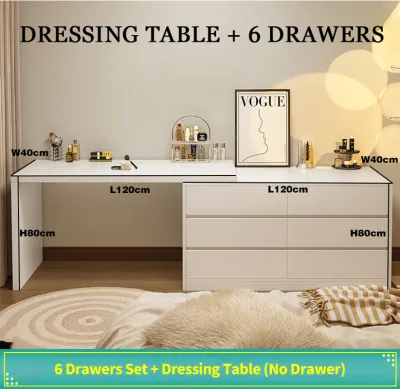 Bewell Chest of Drawer with Dressing Table Modern Minimalist Makeup Table with Drawers (Slider Rail)