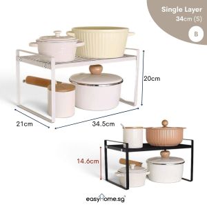 Easyhome.sg  Kitchen Countertop Storage Rack | Kitchen Organiser Shelf | Pantry Organiser | Space Saving | Spice Rack