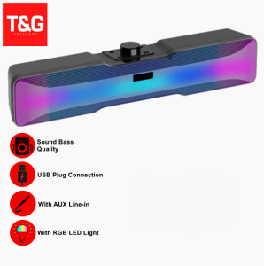 T&G NBY216L TWS Full RGB Light Wireless Bluetooth Speaker V5.1 Stereo Sound with USB AUX In TF Card & FM Radio Function