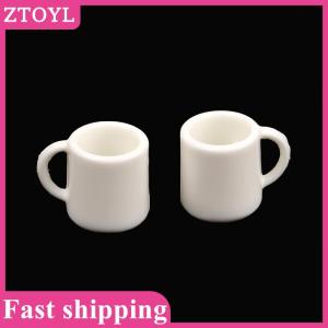 ZTOYL💝 4Pcs Set 1:12 Dollhouse Miniature Cup White Mug Water Drink Cup Tea Cup Model Kids Pretend Play Toy Doll House Decor Accessories