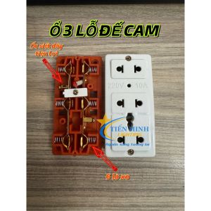 Combo 5 cái 10 cái 20 cái ổ cắm 3 lỗ đế cam không màng che có 6 lò xo vỏ nhựa chống cháy