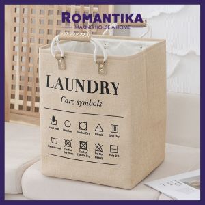 Romantika Handle Laundry Bag Foldable Fabric Laundry Basket 3Design Bathroom Organizer Dirty Clothes Storage Bakul Baju