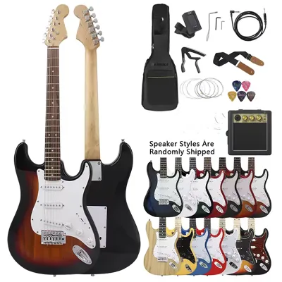 KAWES ST Electric Guitar 6 Strings 22 Frets Electric Guitar Stringed Instruments With Bag Speaker Tuner Capo Strap Pick Accessory