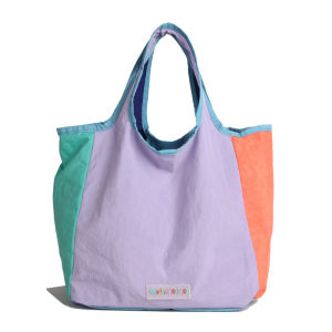 Handbag with dopamine color-blocking design niche tote bag stylish and versatile fashionable casual commuter shoulder bag