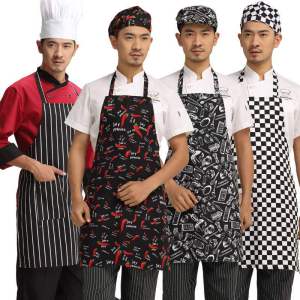 Canvas Apron Men and Women Chef Waiter Restaurant Apron Hanging Neck Anti-fouling Apron Adjustable Apron Stripe / Plaid / Chili / Pattern