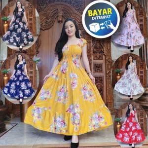 Daster Kerut Dada Teratai Canda Busi Dress Kerut Motif Bunga Daster Kerut Tali Dress Bali Model Terbaru Viral Daster Rayon Premium Wanita by Morossa