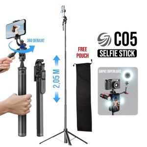 Tripod Multifungsi CIJI C05 dengan Gimbal Stabilizer 360 Derajat dan Remote Control - Warna Hitam