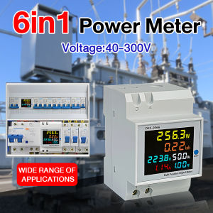 Moketa 6IN1 din rail AC monitor 110V 220V Voltage Current Power Factor Active KWH Electric energy Frequency