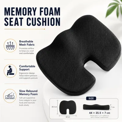 Memory Foam Seat Back Cushion Lumbar Support Pillow Orthopedic Hemorrhoid Coccyx Pain Relief 记忆棉坐垫靠垫