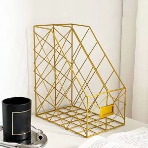 TSEVD Mesh Metal  File Shelf Wrought Iron Vertical File Holder Durable Nordic Style Magazine Storage Rack Home Office