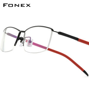 FONEX Pure Titanium Glasses Frame Men Brand Design Semi-Rimless Square Eyeglasses Business Half-Rim Japanese High-Quality Ultralight Custom Optical Eyewear 1015