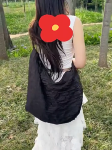 Fashion Nylon Adjustable Strap Dumpling Bags Pleated Crossbody Purse Casual Shoulder Purse for Everyday Use