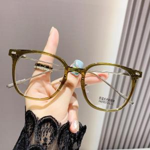 JN IMPRESSION Womens Square Anti-Blue Light Large Frame Glasses Square Round Face Nearsighted Glasses