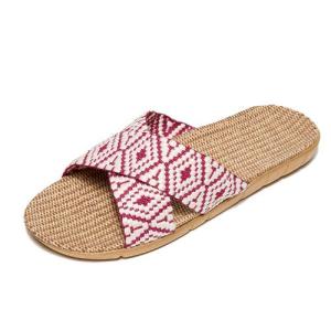 New Women Linen Slippers A Family of Three Household Couple Slippers Mens Womens Kids Matching Indoor Non-slip Slippers