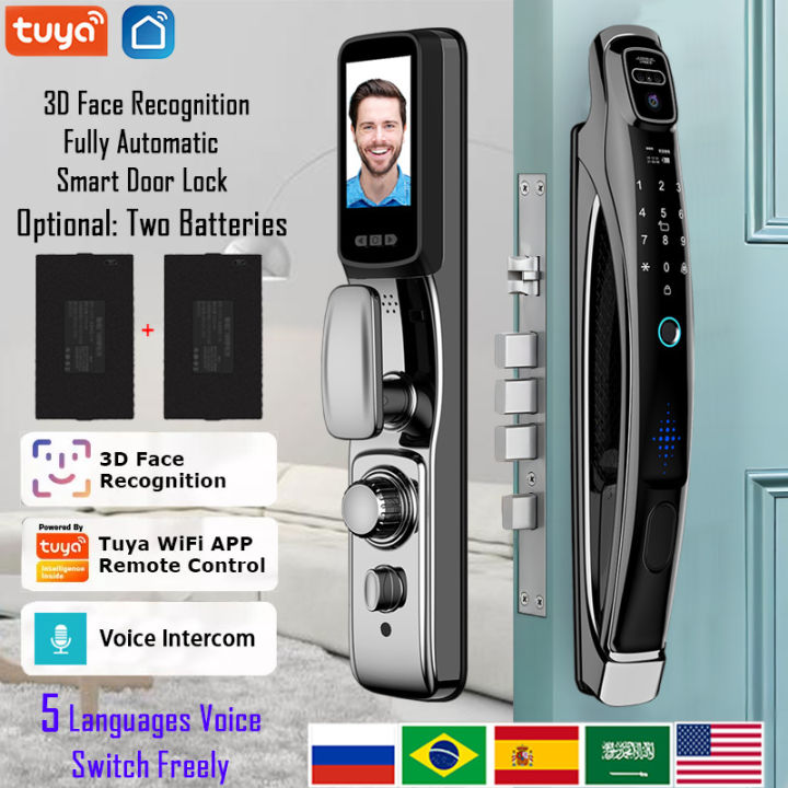 Wifi Tuya APP Face Recognition Smart Door Lock With Camera Video Call ...