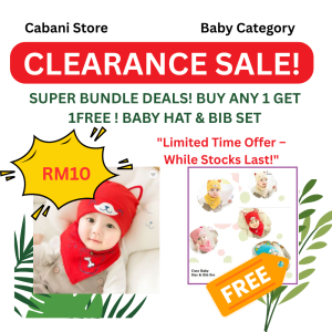 Baby Hat Bib Two-piece Set 100% Cotton Scarf Ear Protection Baby Topi Bayi Bib Set 2pcs