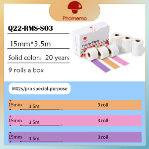 Phomemo Thermal Label Sticker For M02S/M02PRO/M03AS/M04AS Mini Pocket Printer15mm*3.5mTotal 9 Rolls
