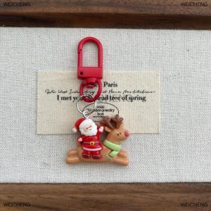 [COD] WEICHENG 1 5Pcs Cartoon Elk Santa Claus Pendant Keychain Cute Student Backpack Decoration Resin Ornament Christmas Party Small Gifts