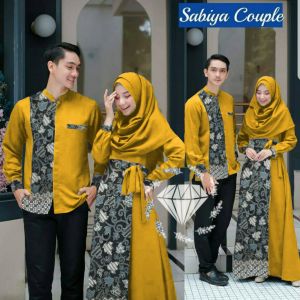 JD CP Sabiya Batik 3 Ukuran L XL XXL Fashion Pakaian Couple Pasangan Kemeja dan Gamis Maxy