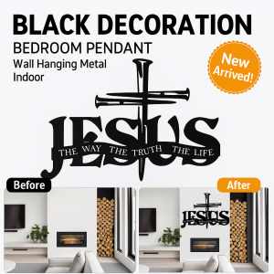 Modern Simple Black Metal Cross Wall Hanging Home Wall Art Decoration Suitable for Entrance & Living Room