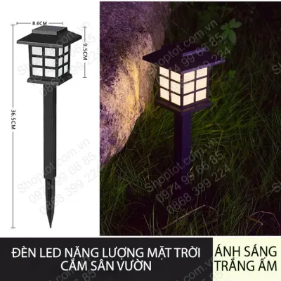 Đèn Led năng lượng mặt trời cắm bãi cỏ sân vườn vỏ nhựa ABS