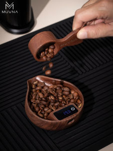 MUVNA 2nd Gen Electronic Scale for Coffee Beans 0.1g Precision Scale with Seamless Solid Wood Build & Integrated Pouring Spout