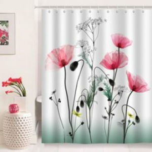 Custom Colorful Flower Leaf erfly Bathroom Shower Curtains Waterproof Polyester Bath Curtains Digital Printing Custom