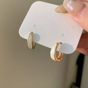 DGJKF Geometric Minority Dripping Oil French Style Party Temperament Huggie Earrings Enamel Ear Buckle Korean Style Earrings Women Hoop Earrings