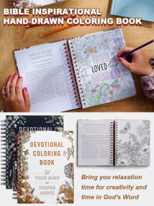 Bible Coloring Book Inspirational Handpainted Designs/Stress Relief Coloring Book For Adults/Relaxation And Creative Activity/Hand Drawn Art