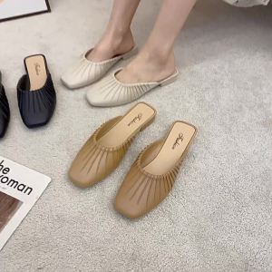 [Free Shipping] WomenS New Lazy Half-Slippers Heelless Closed-Toe Low-Heeled Sandals Versatile And Fashionable For Outdoor Wear