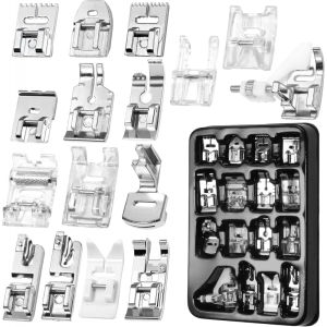 16 Pcs Sewing Machine Presser Foot Set fits for Most Low Shank Snap-On Singer Brother Babylock Euro-Pro Janome Kenmore White Elna Sewing Machines