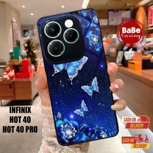 Casing Case Infinix Hot 40 Pro Terbaru Kupu - Kupu Casing Hardcase Softcase Glossy