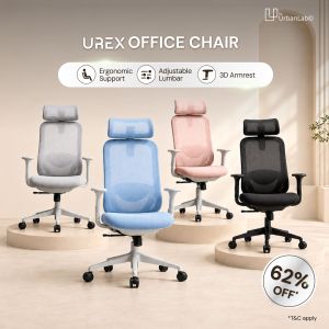 byUrbanLab UREX Ergonomic Office Chair | Mesh Back 4D Adjustable Armrests & Headrest | Comfortable Chair for Home & Office | Black