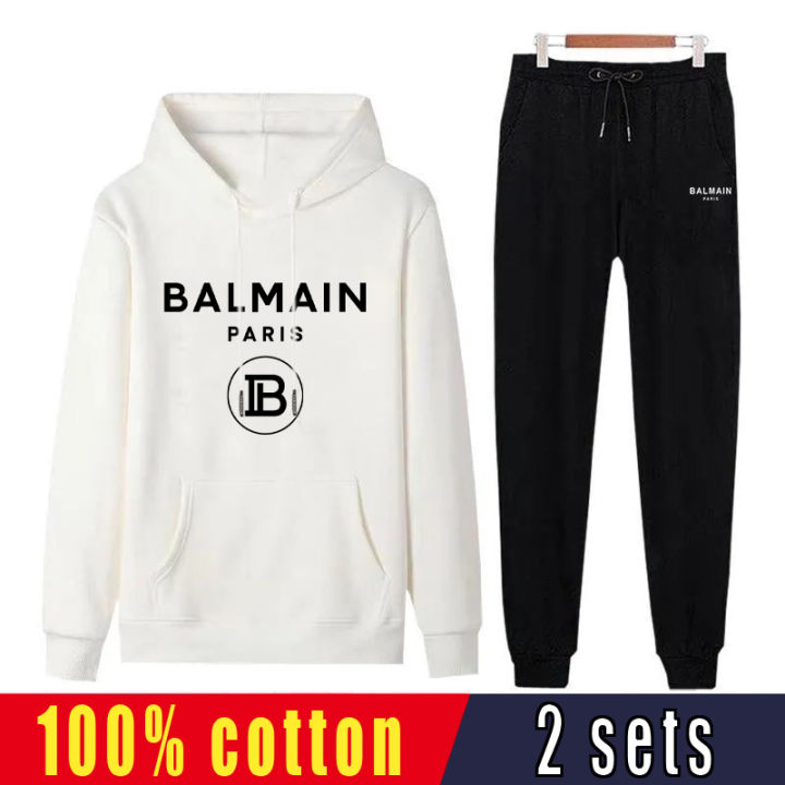 Men's and Women's Pcs Casual Suit Set Original BALMAINˉPARIS Hoodie  Jacket +Jogger Pant for Men Long-sleeved Tracksuit set Lazada PH