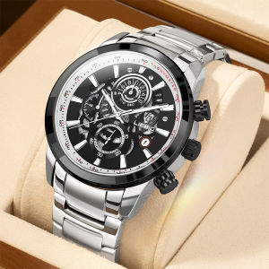 LIEBIG Fashion Stainless Steel Mens Quartz Watch 3ATM Tahan Air Tangan Bercahaya dengan Multi-Layer 3D Skeleton Dial Non-Slip Buckle Gaya Mekanik L8005