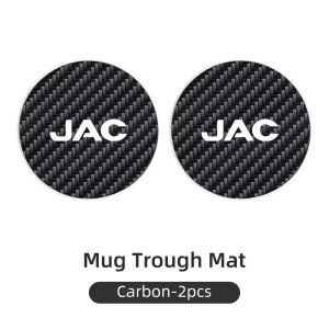 secr Carbon Fiber & Leather Car Cup Coaster Non Slip Cup Holder Mat Auto Interior Accessories Universal Fit Q3P9R