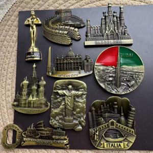 1pc Metal Fridge Travel Souvenir Magnet ItalyThe Great WallThe Oscar Rome Vatican CitySpainRussiaDubaiBrazilVenice  World Landmarks Scenery Refrigerator Magnet