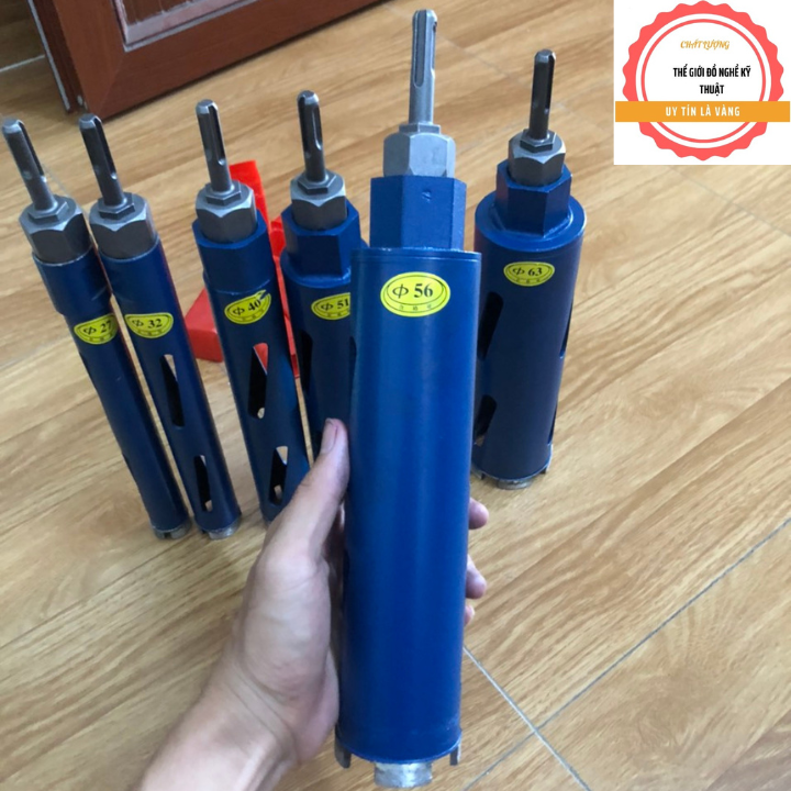 Mũi Khoan Rút Lõi Khô Màu Xanh Phi 27, 32, 40 ,51 56, 63 dài 250mm ...