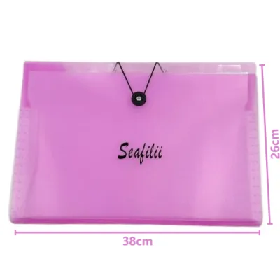 Seafilii Long Expanding File Folder with Button 12Pockets Expanding Document Organizer for Office Clear Book with Labels School Supply Officeequipments 26x38cm