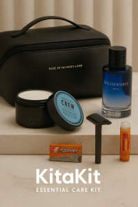 KITAKIT high quality smooth travel kit office kit grooming kit organizer set toiletries bag set perfume hairstyling clay double edged razor shaver toothbrush  gift idea