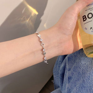 [haoh] Love Heart Bracelet For Women Korean Charm Sparkling Adjustable Elegant Chain Bracelets Accessories Jewelry